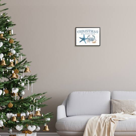 Stupell Industries Christmas By The Sea Nautical Framed Giclee Art